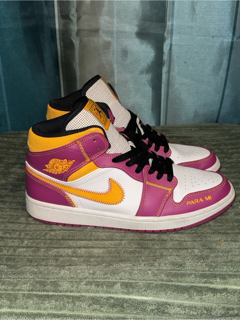 Nike Air Jordan 1 Mid White Purple Yellow Pink Accents